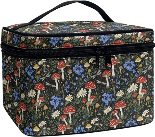 Miniatura 24 de 60S Groovy Hippie Flower Pink Pattern Travel Makeup Bags for Women Portable Tote Cosmetic Case with Carry Handle Toiletry Accessories Storage