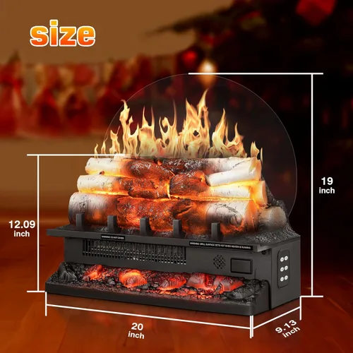 Miniatura 5 de Xbeauty Juego de troncos de chimenea eléctrica con temporizador de 8 horas y efectos de sonido, calentador independiente de 21 pulgadas, control