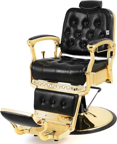 Artist hand Silla de peluquero Silla de salón Equipo de spa Silla de peluquería resistente vintage (dorado)