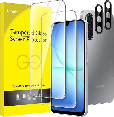 Miniatura 8 de JETech Protector de pantalla para Samsung Galaxy A15 4G / 5G de 6.5 pulgadas con protector de lente de cámara, película de vidrio templado