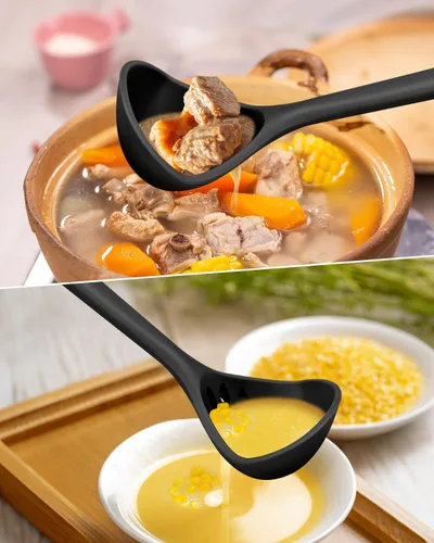 Miniatura 5 de Cuchara grande de silicona para sopa, utensilios de cocina antiadherentes con alta resistencia al calor, sin BPA, herramientas de cocina perfectas