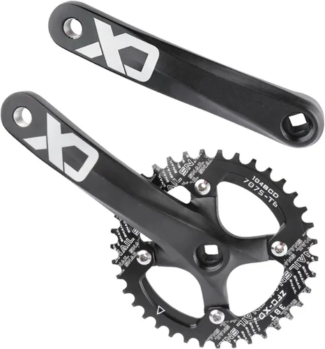 Miniatura 10 de Juego de bielas cónicos cuadrados MTB, bielas de una sola velocidad para bicicleta de montaña, juego de brazo de manivela de bicicleta 6.693 in