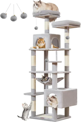 Taoqimiao Árbol para gatos, torre para gatos de 68 pulgadas para gatos de interior, condominio para gatos de varios niveles de felpa con 6 postes