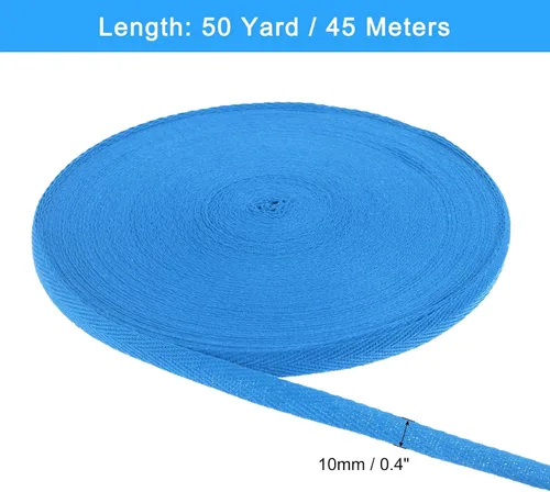 Miniatura 2 de uxcell Cinta de sarga de algodón de 50 yardas, cinta de espiga de 3/8 pulgadas para coser ropa, manualidades (azul)