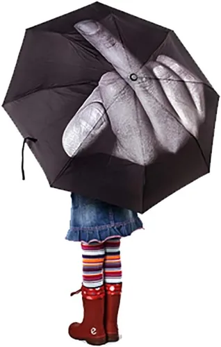 Miniatura 3 de Paraguas creativo de dedo medio Paraguas plegable compacto de viaje, divertido paraguas no automático para sol y lluvia
