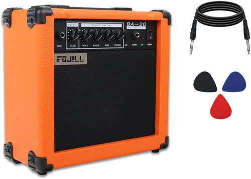 Amplificador de guitarra eléctrica de bajo de 20 W FOJILL, amplificador de práctica, rendimiento, escenario, pequeño, portátil, de viaje con Naranja