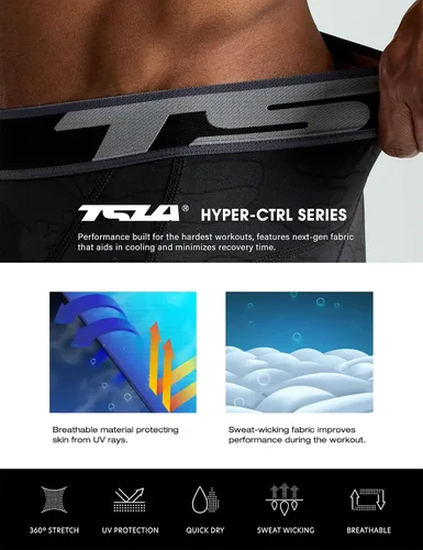 Miniatura 9 de TSLA - Pantalones cortos deportivos de compresión para hombre, en paquete de 1 o 3unidades, mallas para correr de rendimiento deportivo, frescas