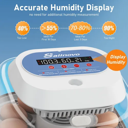 Miniatura 6 de Sailnovo 12 incubadoras de huevos para incubar huevos, incubadora de huevos con giro automático de huevos, control de temperatura, pantalla