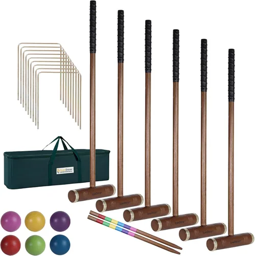 Miniatura 9 de SpexDarxs Juego de croquet para seis jugadores, juego de croquetas de 35 pulgadas con mazos de madera de primera calidad, bolas