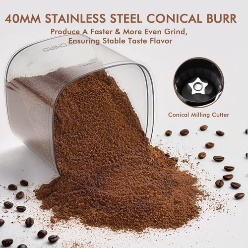 Miniatura 4 de AYCHIRO Molinillo de Café con Rebaba Eléctrico, Molinillo de Café Ajustable con 30 Configuraciones de Molienda, Molinillo de Granos de Café con Negro