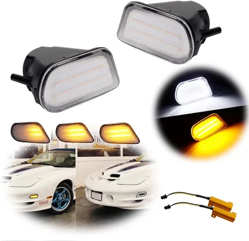 Miniatura 18 de Kit de luces laterales con lente transparente ámbar/roja LED compatible con Pontiac Firebird Trans Am 1998-2002, reemplaza las luces laterales OEM