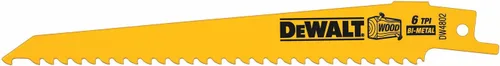 DEWALT Reciprocating Saw Blades, Taper Back, 6-Inch, 6 TPI, 5-Pack (DW4802)