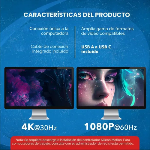 Miniatura 7 de OREI SplitExtend - Divisor HDMI extendido para monitor doble, pantalla de varios monitores, 3 pantallas separadas, adaptador USB A y USB-C a HDMI