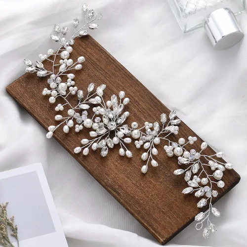Miniatura 5 de Asooll Tocado nupcial de plata accesorios para el cabello de boda Rhinestone piezas para el cabello para mujeres
