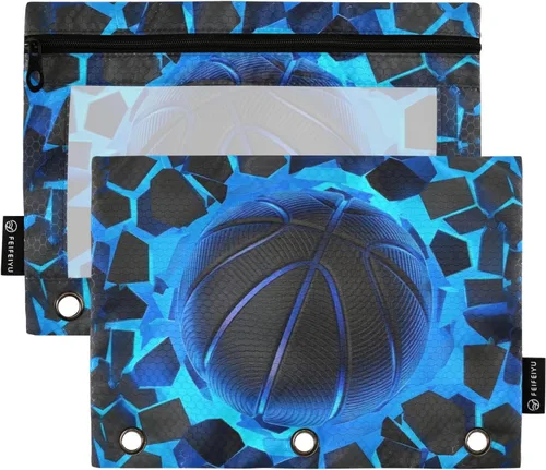 Miniatura 90 de Estuche para lápices de fútbol de fútbol en campo para carpeta de 3 anillas, paquete de 2 bolsas impermeables para lápices, estuche transparente