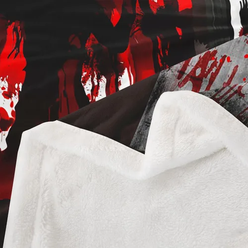 Miniatura 3 de Feelyou Manta Sherpa de Halloween de 40 x 50 pulgadas, manta gigante de forro polar con estampado de manos sangrientas para niños, manta de felpa