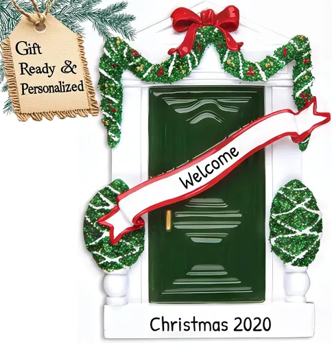 Miniatura 9 de Adorno personalizado de nuestro nuevo hogar 2025 Nombre y año personalizados Decoración de recuerdo de puerta marrón para propietario de casa