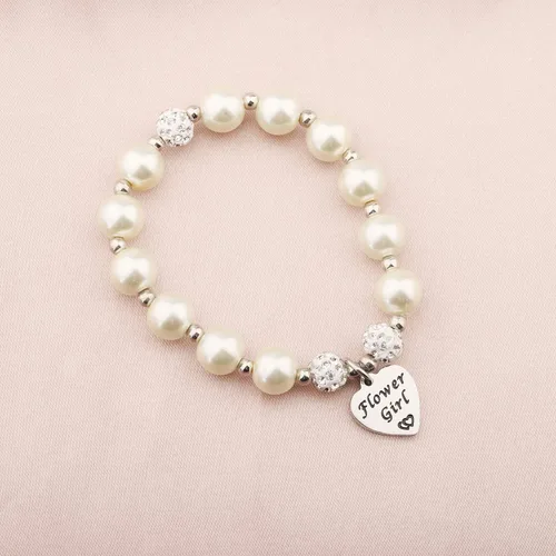 Miniatura 3 de TGBJE Pulsera de perlas para niña de flores, regalo de fiesta de boda, regalo para niña de flores, regalo para dama de honor, pulsera de perlas