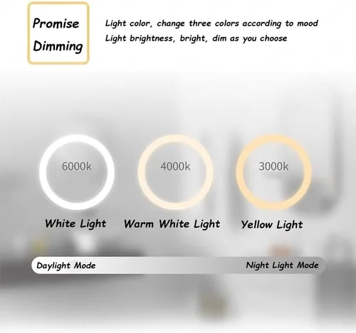 Miniatura 7 de Espejo de pared de media luna con luces, espejo LED para baño de 40 pulgadas, atenuación antivaho y botón táctil inteligente, espejo de tocador