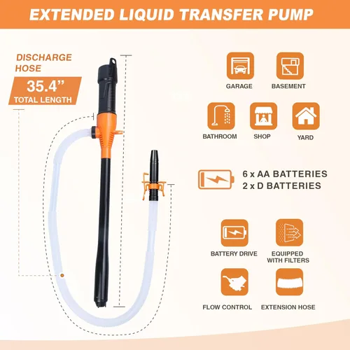 Miniatura 3 de Bomba de transferencia portátil operada por batería Bomba eléctrica de sifón para gas Combustible Diésel Transferencia 3.5GPM Flujo Extractor
