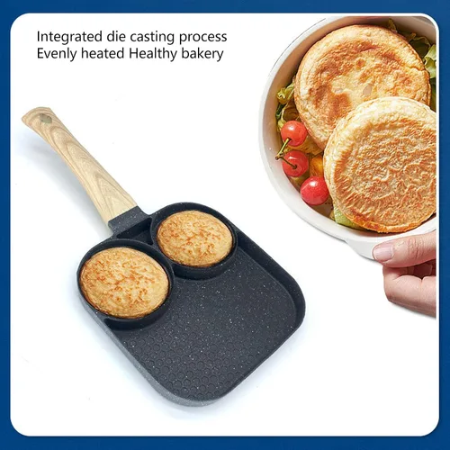 Miniatura 8 de Sartén antiadherente 3 en 1, sartén para huevos, sartén seccional para desayuno que evita que se pegue resistente al calor, sartén dividida