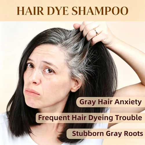 Miniatura 3 de SHIHUANUO Champú de tinte negro para cabello gris, champú de color 3 en 1 con 6 extractos de hierbas, cobertura 100% de canas, fácil de teñir