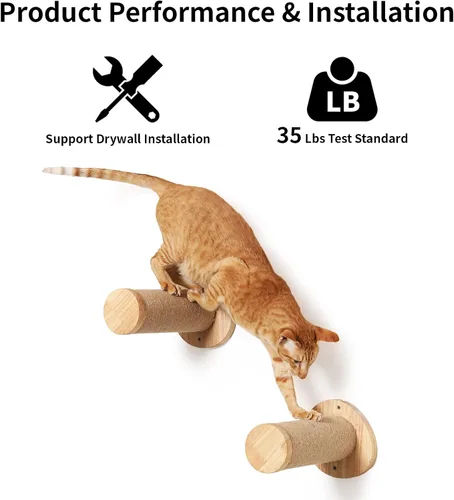 Miniatura 3 de FUKUMARU Muebles de pared para gatos, escalones para paneles de yeso, escaleras de gatitos para montar en la pared con estante de yute para gatitos