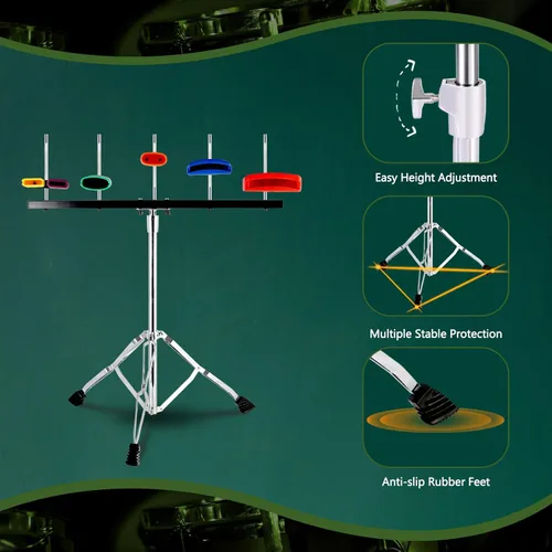 Miniatura 4 de RANMING Juego de bloques de mermelada, soporte de percusión triangular con diseño de doble soporte de plástico con diseño de campana de plástico