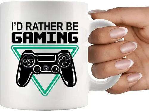 Miniatura 7 de Taza de cerámica de 11 oz con texto en inglés "I'd Rather Be Gaming Gamer Gifts for Men Boyfriend Women Cool Gamers Gifts from Girlfriend Sister