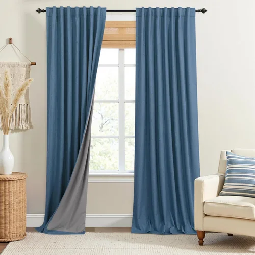 Miniatura 56 de KOUFALL - Cortinas de medio estilo francés de lino para ventana, juego de 2 cortinas cortas de 40 pulgadas de longitud, para privacidad, cortinas