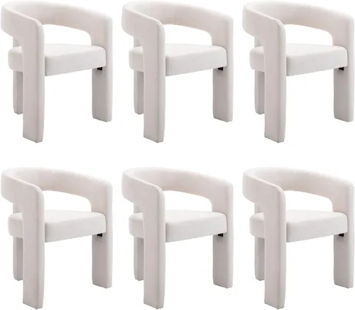 Miniatura 25 de BESTANO Sillas de comedor modernas tapizadas en terciopelo de vellón con respaldo abierto, lindas sillas laterales de barril, sillas de cocina