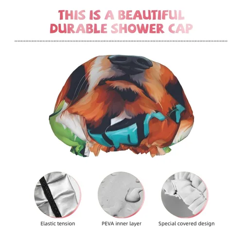 Miniatura 5 de A Cute Dog Reusable Double Layer Waterproof Shower Cap With Elastic Cord For Home Cleaning Facial Care Shower