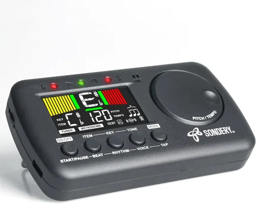 Sondery Sintonizador de metrónomo digital 3 en 1 para todos los instrumentos, metrónomo recargable con Tap Tempo, afinador cromático generador de