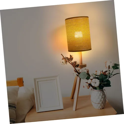 Miniatura 5 de Baluue Pantalla pequeña de ratán E27 de repuesto de pantalla de lámpara colgante bohemia, cubiertas de luz cilíndrica, pantalla tejida para lámparas