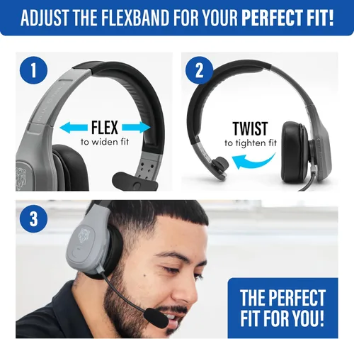 Miniatura 7 de Blue Tiger Storm Gray - Auriculares Bluetooth Premium para Camioneros - Auriculares Inalámbricos Mono con Cancelación de Ruido y Micrófono - Sonido