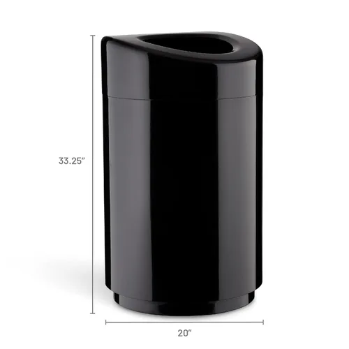 Miniatura 6 de Safco Bote de basura con tapa abierta, 30 galones, de acero inoxidable, contemporáneo, para uso en interiores, color negro