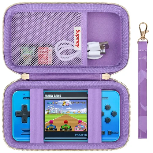 Miniatura 17 de Supmay Funda de transporte compatible con WELLST·G Consola de juegos portátil para niños - 220 videojuegos retro precargados, funda de Cubo azul