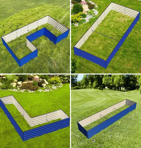 Miniatura 2 de Olle Juego de camas de jardín elevadas galvanizadas en forma de U 4 en 1 de 17 pulgadas de alto, en forma de U, para jardinería, jardinería, maceta
