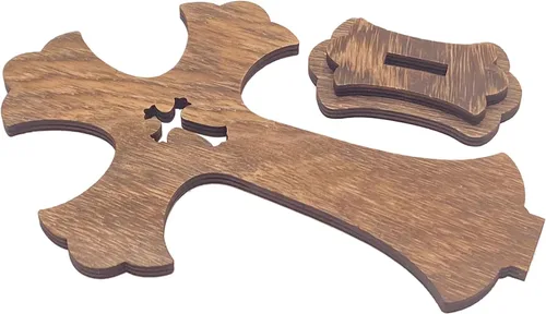Miniatura 4 de Cruzes de pie de madera marrón de 9 pulgadas, paquete de 12, cruz de mesa rústica de madera para centros de mesa de bautismo, decoración de iglesia