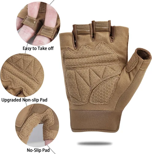 Miniatura 3 de FIORETTO Guantes sin dedos, guantes de medio dedo para conducir, ciclismo, tiro, caza, motocicleta, escalada, trabajo al aire libre 215801