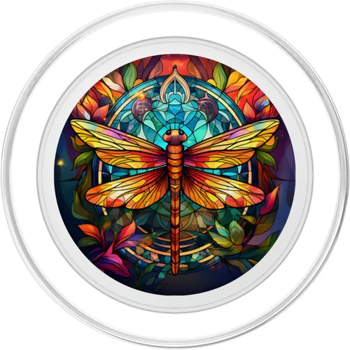 Miniatura 2 de PopSockets MagSafe PopGrip de mosaico de vitrales coloridos estilo libélula para iPhone