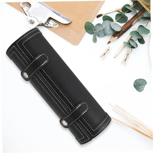 Miniatura 4 de Makeup Brush Organizer Case Black Leather Makeup Brush Bag with Eyebrow Pencil Holder for Women