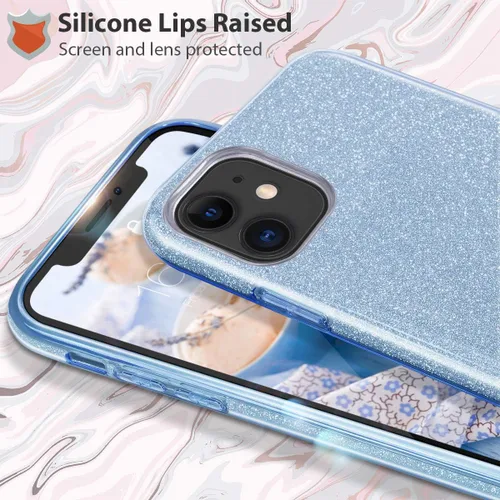 Miniatura 2 de MATEPROX - Carcasa para iPhone 11 y 2019, de 6.1" diseño de brillantes para niñas y mujeres, Azul