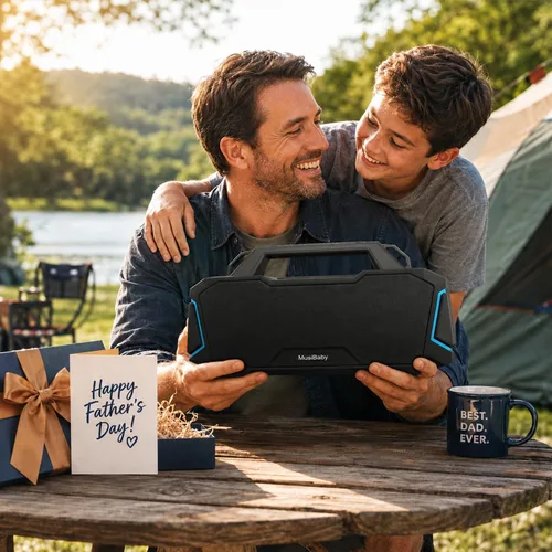 Miniatura 8 de Bocina Bluetooth, Musibaby M1 - Bocinas Bluetooth portátiles: sonido estéreo fuerte con subwoofer, graves profundos, impermeable IPX6, bocina Negro