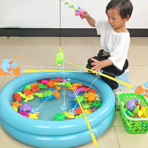 Miniatura 6 de Juguete magnético de pesca de 3 piezas con caña de pescar, juego de pesca magnético para niños pequeños, juguete de baño para bebés, juguetes