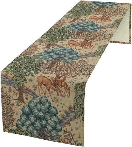Miniatura 21 de Camino de mesa con diseño de patas de perro, lindo animal con estampado de patas de cachorro, decoración de fiesta de cumpleaños, casa de campo