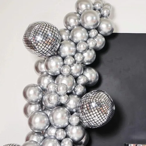 Miniatura 5 de KBZVNAF Globos de látex cromados metálicos plateados, paquete de 50 globos redondos de helio de 12 pulgadas para cumpleaños, boda, graduación, baby
