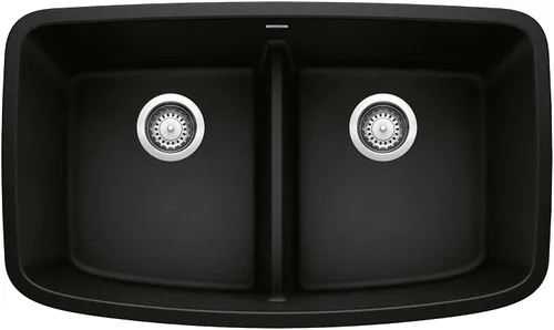 Miniatura 11 de BLANCO, Truffle 442197 VALEA SILGRANIT 50/50 - Fregadero de cocina con doble tazón y división baja, 32 x 19 pulgadas Trufa
