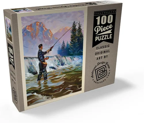 Miniatura 2 de MyPuzzle Classic Sportsman: Fly Fishing, Vintage Poster - Rompecabezas de 100 piezas prémium para adultos