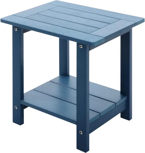 Mesa auxiliar doble Adirondack para exterior de Meluvici, resistente a la intemperie, mesa de extremo rectangular para patio al aire libre para Azul
